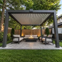 Pergola bioclimatique en aluminium écologique avec revêtement en poudre, pour extérieur, imperméable, toit à lamelles réglables, résistant aux intempéries, pavillon résistant aux intempéries