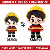 Peluche personnalisée Pompier Garçon, Figurine en Peluche, Mascotte Douce, Jouet OEM ODM, Créez Votre Design
