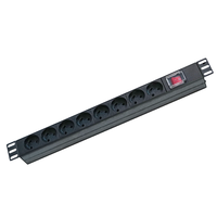 Multiprise de rack PDU basique personnalisée Danemark 13A 250V 1.5U avec câble 3G x 1.5mm² de 2m, 3m et interrupteur normal à LED pour projet OEM