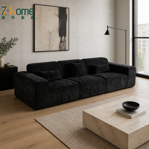 Cube <b>Sofa</b> Modern Modular 3 Seater Crushed Velvet Upholstered Low Profile Plush Cushioned Living Room <b>Bedroom</b> Balcony - Product Image 1