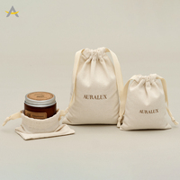 Auralux Personnalisé Logo Éco-Biodégradable Petit Sac en Coton à Cordon pour Emballage de Bijoux Pochette à Bijoux