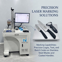 Machine de marquage laser à fibre Nicetec 50W, vente en gros d'usine, pour acier inoxydable, lames de couteau, éplucheurs, codes de lot, graveur de logos, avec logiciel