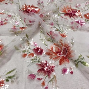 2023 nouveau tulle de mariée français 3d mélange coloré paillettes florales dentelle pour robe de soirée africaine aso ebi en gros 5 mètres - Product Image 5
