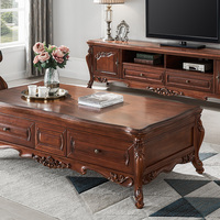 Table basse en bois massif de style américain, table basse rectangulaire pour salon, table centrale pour canapé, mobilier pour villa et hôtel