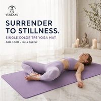 Tapis de yoga pop-up Yugaland en TPE, couleur unie, antidérapant, prêt pour l'herbe, vente en gros, fournisseur d'usine
