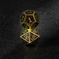 Ensemble de 7 dés polyédriques en métal gravé or, pour jeux de société Genius Invokation TCG RPG, accessoires de jeux de table