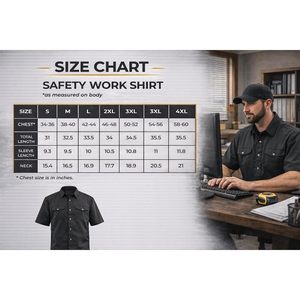 Men's Industrial Premium Work Shirt Short Sleeve Cotton Breathable Regular Fit Unisex Adult Workwear - Product Image 5