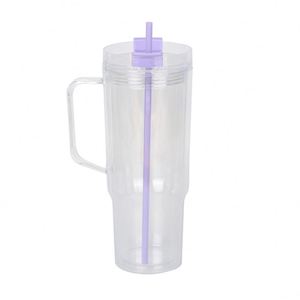 20pack Custom Logo 40oz Snow Globe Double Walled Acrylic Plastic Travel <b>Cups</b> Colored <b>Lids</b> Silicone Plug BPA Free Eco-Friendly - Product Image 3