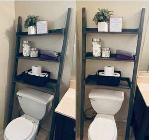 Étagère ouverte en bois rustique à 3 niveaux, sur pied, au-dessus des toilettes, pour le rangement, fabriquée en usine, acceptant les commandes OEM - Product Image 4