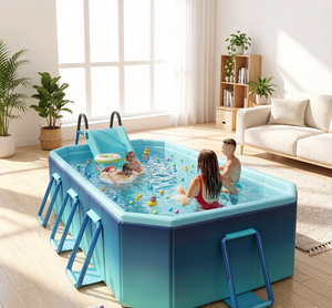 <span class=keywords><strong>Piscine</strong></span> Non-Gonflable Pliable en PVC <span class=keywords><strong>avec</strong></span> Support et Maille Stratifiée, pour Enfants et Famille, Utilisation Extérieure dans le Jardin - Product Image 3