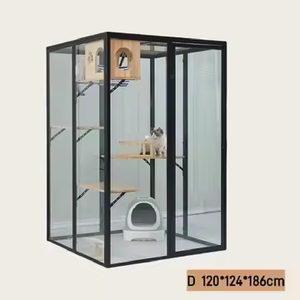 Kualitas tinggi Premium rumah kucing desain Villa mewah dengan kaca kokoh & aluminium dari pemasok sumber Cina untuk toko hewan peliharaan - Product Image 4