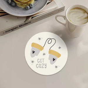 Nuevos posavasos navideños de tierra de diatomeas, redondos, de 9 mm de grosor, absorbentes y aislantes del calor para té y café - Product Image 4