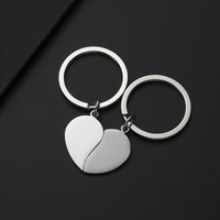 Porte-clés mousqueton vierge en acier inoxydable, forme cœur puzzle, personnalisable avec logo gravé au laser, vente en gros