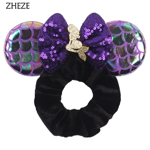 Accessori per Capelli Classici e alla Moda per Bambine, Elastici con Fiocco in Paillettes Pastello e Orecchie di Topolino - Product Image 4