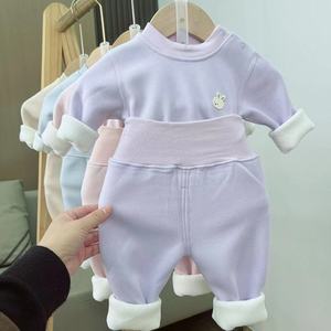 Conjunto <span class=keywords><strong>de</strong></span> <span class=keywords><strong>2</strong></span> Piezas para Bebé, Clase A, Sin Costuras, Otoño Invierno, Recién Nacido, Cintura Alta, Protección Abdominal, Ropa Suave para Bebé, Agradable al Tacto, Cálido y Cómodo - Product Image 3