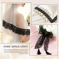Ruban de dentelle noire florale non élastique de 7 cm de large, bordure festonnée pour la décoration de vêtements, couture de robes, vente en gros