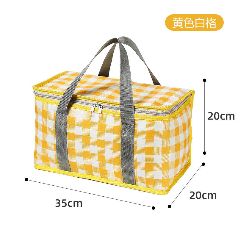 Yellow thickened aluminum foil insulated lunch bag