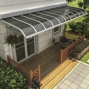Kanopi atap polikarbonat bingkai aluminium tahan air, kanopi pintu 3x4 dengan layar