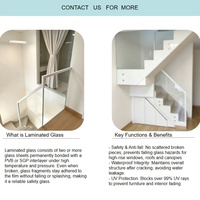 Rampe d'escalier 8+8 mm en verre feuilleté transparent pour escalier intérieur de villa