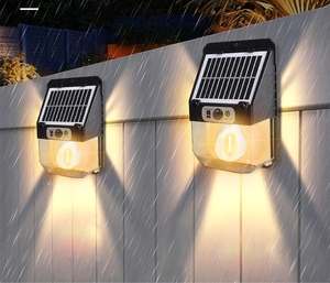 New Wall <b>Light</b> IP65 Garden Outdoor Waterproof LED1-8 Bulb 4 Solar <b>Lights</b> for Home W7116-1 <b>Motion</b> <b>Sensor</b> Rechargeable Replaceable - Product Image 4