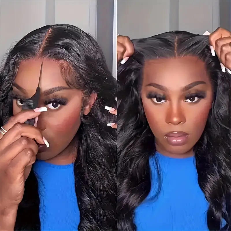 European American Women's Front Lace Wig Middle Parting New Style Big Wave Long Curly Hair Fluffy Natural Daily Full Human Hair