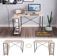Bureau d'ordinateur en bois convertible en forme de L, moderne et compact, pour la maison ou le bureau, avec étagère