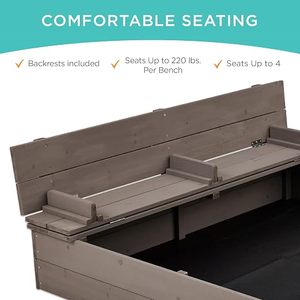 Grande bac à sable en bois d'extérieur pour enfants, bac à sable en bois 120 x gris avec couvercle et bancs, scellable - Product Image 4