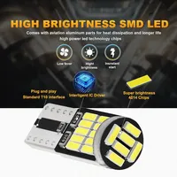 Ampoules LED pour voiture T10 W5W Canbus 12V 4014 26SMD, éclairage intérieur, plafonnier, lecture, carte, coffre, plaque d'immatriculation, cale, feux de position latéraux