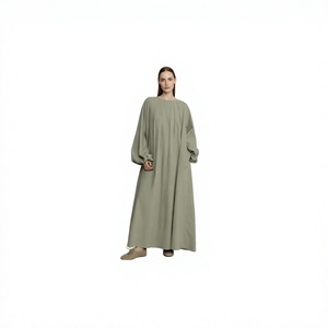 Robe de soirée/bal élégante en coton respirant, longueur ras du sol, sans manches, col en V, style abaya, pour la vente en gros - Product Image 2