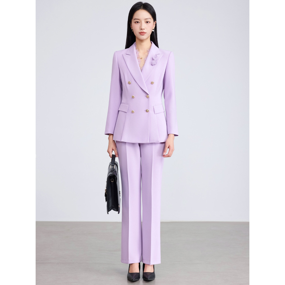 Purple suit with flared trousers
