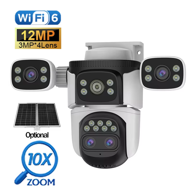 High Quality IR Vision Color Black Light Colorful Night Vision 12MP 2K HD Waterproof Outdoor WiFi Two Way Audio 4K PTZ IP Camera