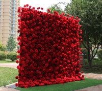 KEWEI-J601 Mur de fleurs entier 8ft*8ft, panneau mural de fleurs rouges, murs de roses pour mariage