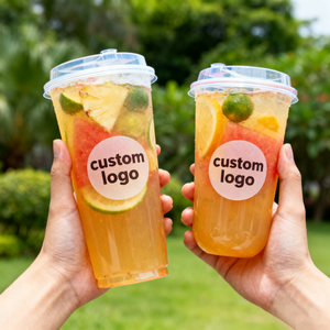 Custom Disposable Takeaway <b>Drinking</b> <b>Cup</b> Bubble Boba Tea Juice Iced Coffee U Shape <b>Plastic</b> <b>Cup</b> with Lid - Product Image 4