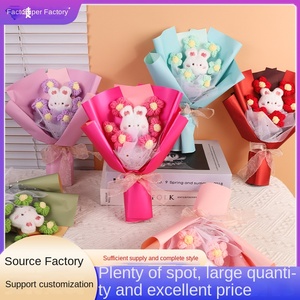 Bouquet <span class=keywords><strong>di</strong></span> Peluche a Forma <span class=keywords><strong>di</strong></span> Coniglio dei Desideri per Compleanno e Tanabata, con Fiori Lavorati a Maglia, per Amici e Fidanzate - Product Image 2