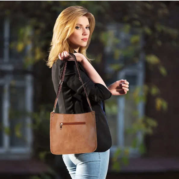 Women's Fashion Casual Handbag Leather Crossbody Shoulder Bag Adjustable Guitar Strap FCJ Styles Chain Decoration Lady Style