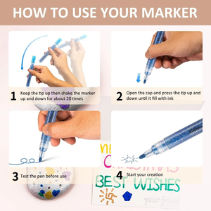 24 Farbe 0,7mm Fine Tip <span class=keywords><strong>Glitter</strong></span> Marker Permanenter <span class=keywords><strong>Glitter</strong></span> Paint <span class=keywords><strong>Pen</strong></span> für Weihnachts karten Färbung Acryl-Tinten marker auf Wasserbasis - Product Image 5