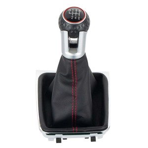 Poignée de levier de vitesses en cuir rouge surpiqué 6 vitesses pour Volkswagen Golf 7 MK7 GTI - Product Image 1
