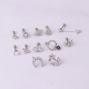 Boucles d'oreilles piercing en acier inoxydable avec barre de 0,8 mm en CZ |   Assortiment de clous d'oreille en cartilage pour hélix, tragus, lobe, pièces individuelles, pour mariage - Product Image 4