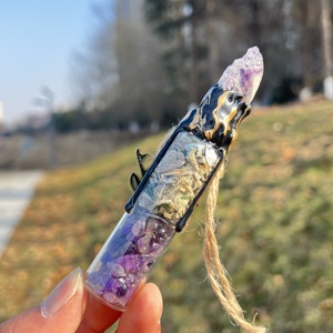 Bouteille de Vœux en Cristal d'Améthyste Naturelle en Gros avec Breloque Cerf pour la Protection - Idéale pour la <span class=keywords><strong>Sorcellerie</strong></span> - Product Image 3