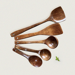 Wooden Spatula And Spoon <b>Set</b> 5 Pieces <b>Hand</b> <b>Wash</b> Only Kitchen Utensil Cooking Tool - Product Image 2