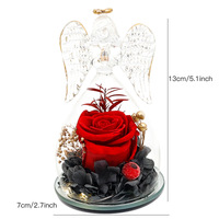 Rose éternelle faite à la main, petit ange sous cloche en verre, boîte cadeau décorative, Saint-Valentin, Noël, prêt à être exposé, ornement pour la maison