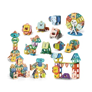 100pcs+ Kids Educational Bricks DIY Free Assemble Magnetic Sheet Building Blocks Toy Animal Blocks Magnet Toys With Storage Box