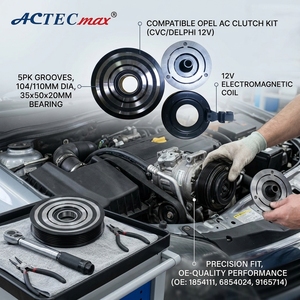 Nuovo Compressore Aria Condizionata Auto 12V <span class=keywords><strong>OPEL</strong></span> con Frizione 104/110MM AC.106.847 CVC/DEPHI Kit Frizioni Magnetiche AC Auto 5PK Puleggia ACTECmax - Product Image 1