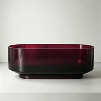 Baignoire autoportante moderne en pierre artificielle colorée transparente, de haute qualité, artistique, couleur personnalisée, grande taille