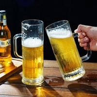 Grande tasse à bière en verre épais avec poignée, tasse à boire pour pub et bar, tasse à thé en verre multifonctionnelle pour la préparation du thé et les boissons à la maison