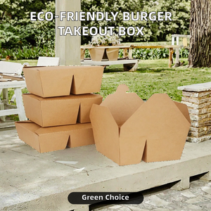 Personalizado descartável Food-Grade Cartão Hamburger Takeaway Embalagem Kraft Papel Clamshell <span class=keywords><strong>Burger</strong></span> <span class=keywords><strong>Box</strong></span> Impressão laminação lustrosa - Product Image 2