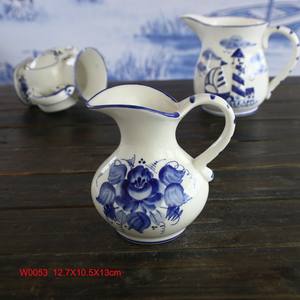 प्राचीन डेल्फ़्ट मिल टिक दीवारों चीनी मिट्टी के बरतन सफेद, नीले आर्ट नोव्यू जर्जर ठाठ ठाठ सुराही सुराही दूध सुराही - Product Image 2