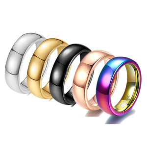 Tungsten Steel <b>Ring</b> 6Mm Geometric Curved Polished For Men Everyday Wear <b>Couple</b> <b>Ring</b> - Product Image 1