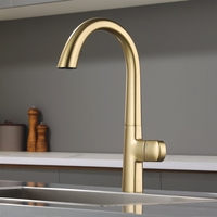 Robinet de cuisine KMIA DK-093R moderne mural, double flexible, extractible, eau froide et chaude, en cuivre brossé or rose, télescopique et rotatif