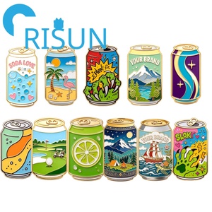 Broches en métal personnalisées avec logo pour bouteille de bière, mug, canette de jus ou de soda, badges émaillés pour revers de veste, vente en gros - Product Image 1